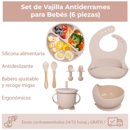 Set de Vajilla Antiderrames para Bebés (6 piezas)